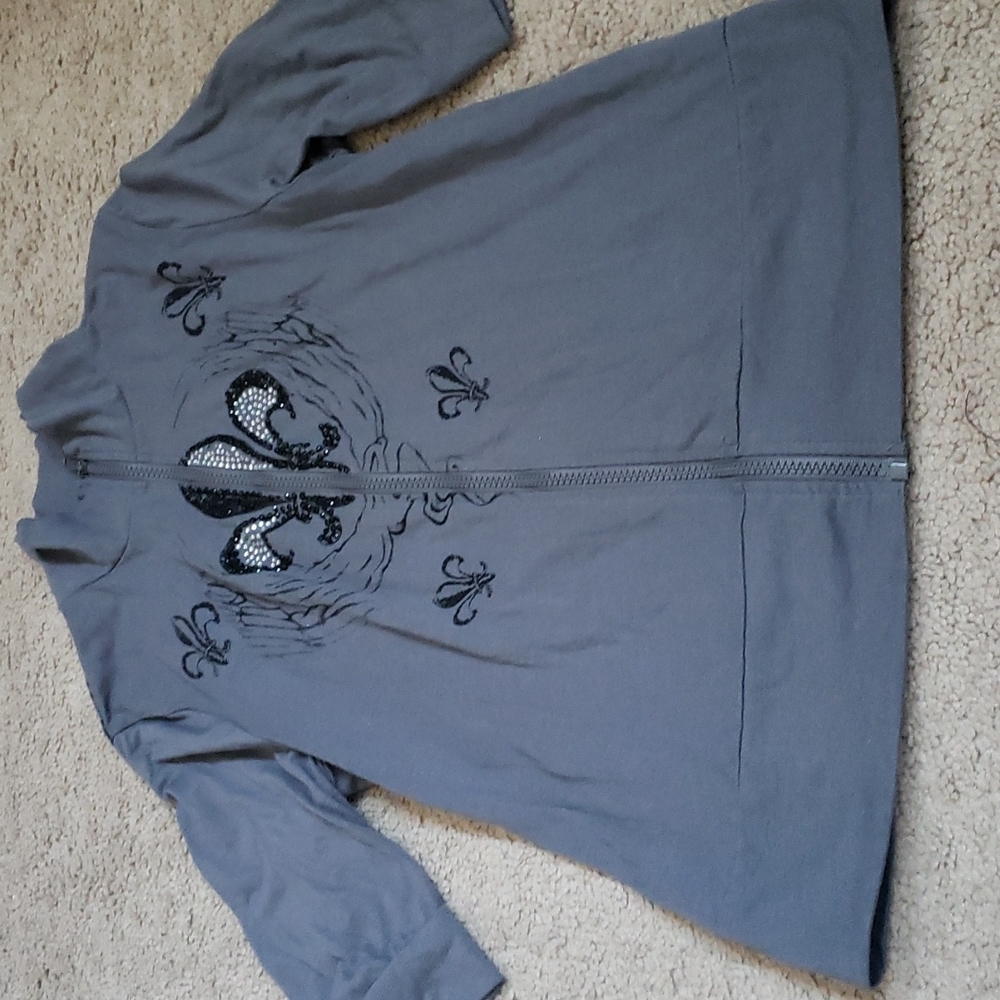 Layered with love size medium flur de lis rhinestone 3/4 sleeve